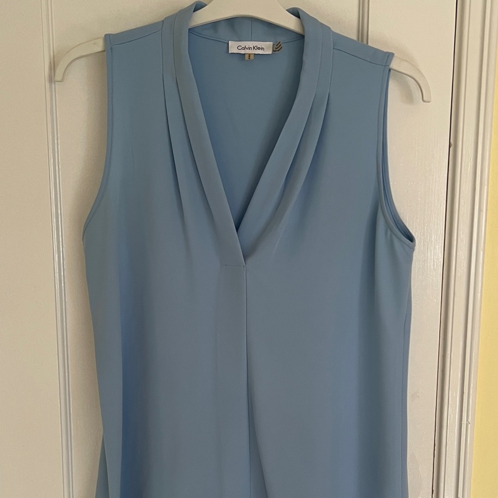 Calvin Klein Sky Blue V-Neck Top